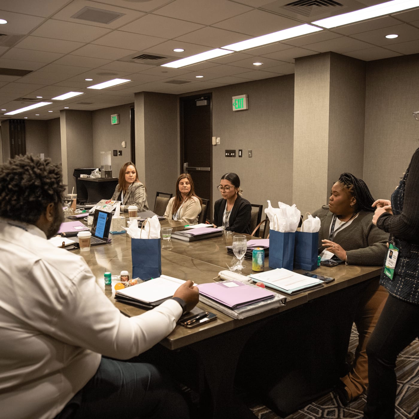 A roundtable training session at a team conference